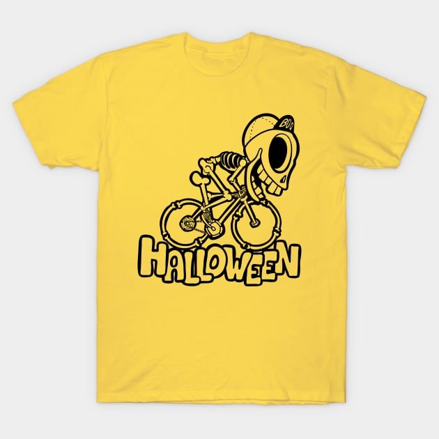 Skeleton Halloween Cyclist T-Shirt by Chris Nixt
